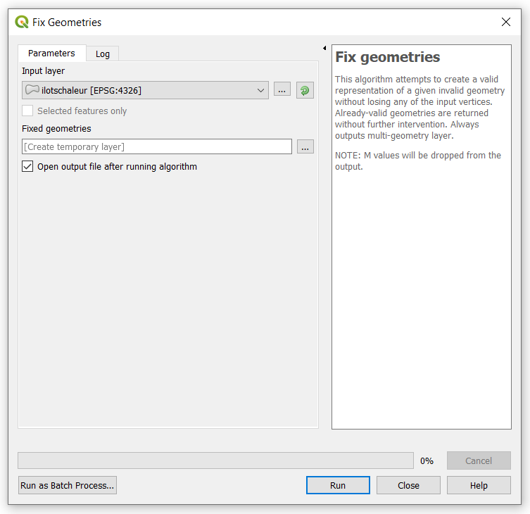 Fix geometries algorithm