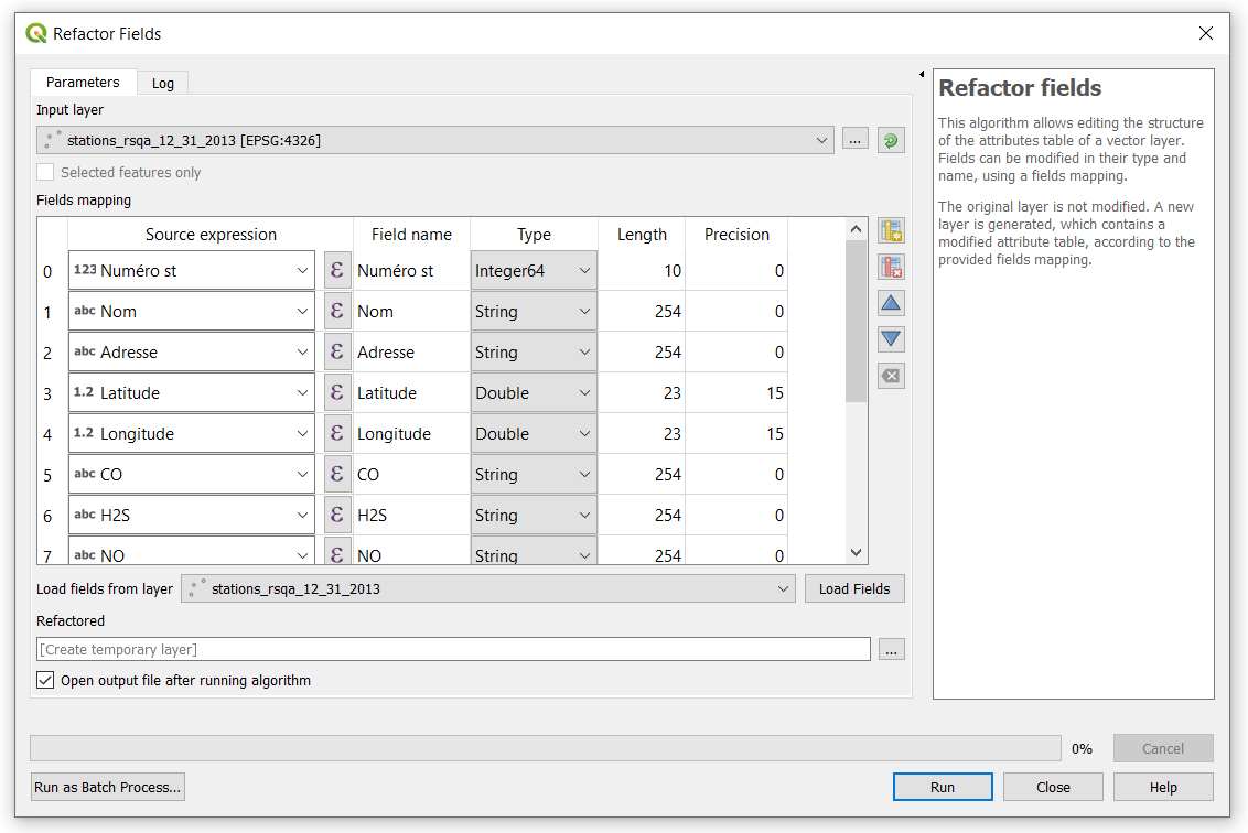 Refactor field window